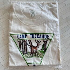 Vtg 50s 60s Boy Scouts BSA Camp Tuckahoe T Shirt Mens M Graphic Tee Deadstock